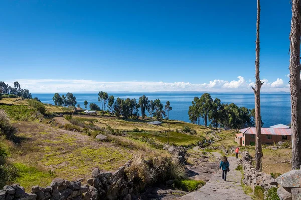 Wyspa Taquile Peru 2019 Widok Wyspę Taquile — Zdjęcie stockowe