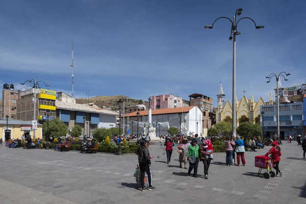 Puno Peru 2019 Vista Das Ruas Pedestres Cruz Puno Cidade — Fotografia de Stock