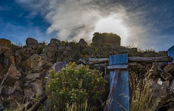 Chullpa Torre Funerária Cemitério Sillustani Hatuncolla Região Puno Peru — Fotografia de Stock