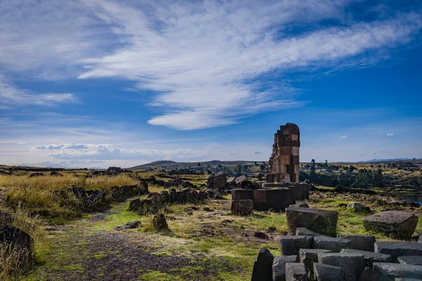 Chullpa Torre Funerária Cemitério Sillustani Hatuncolla Região Puno Peru — Fotografia de Stock