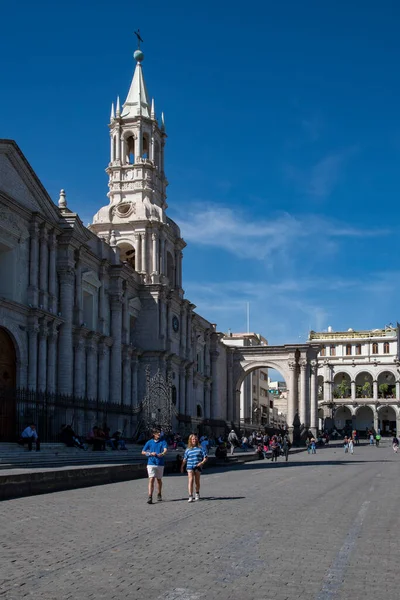 Arequipa, Per - 05 / 30 / 2019: Arequipa Katedrali manzarası