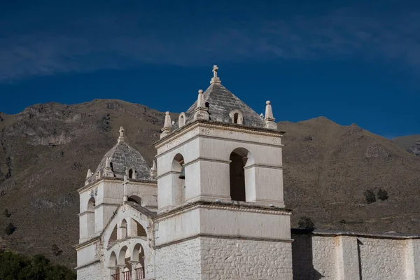 Maca Peru 2019 Vista Igreja Maca Ícone Turístico — Fotografia de Stock