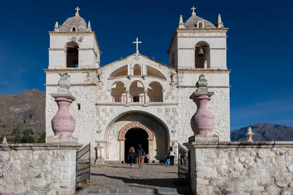 Maca Peru 2019 Vista Igreja Maca Ícone Turístico — Fotografia de Stock