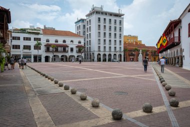 Cartagena de Indias, Kolombiya - 05 / 27 / 2018: Gümrük Meydanı manzarası