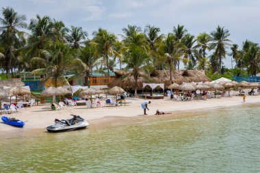 Cartagena de Indias, Kolombiya - 05 / 27 / 2018: Tierra Bomba Adası, Cartagena de Indias, Kolombiya