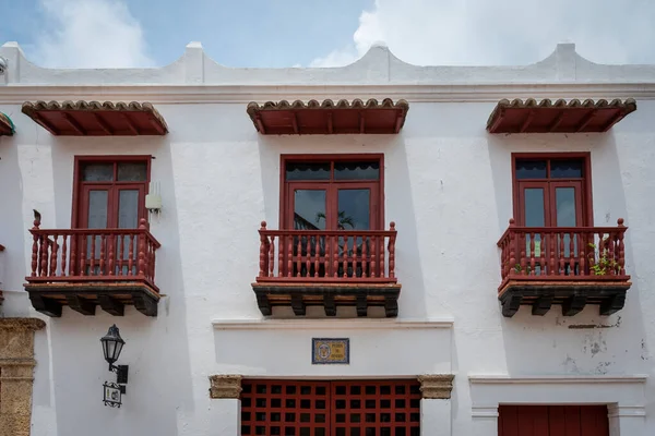 Typowy Kolonialny Balkon Cartagena Indias — Zdjęcie stockowe