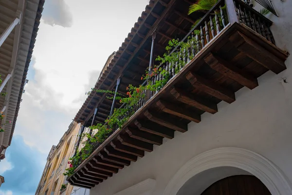 Typowy Kolonialny Balkon Cartagena Indias — Zdjęcie stockowe