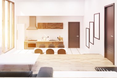 Güneşli stüdyo mutfak