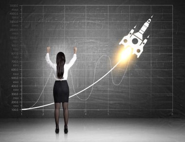 Grafik ile İş bayan ve roket