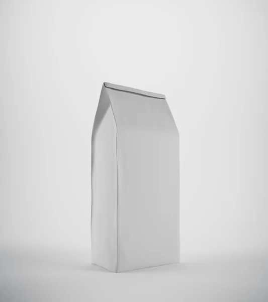 Bolsa de papel de almuerzo blanco. Blanco en el fondo — Foto de Stock