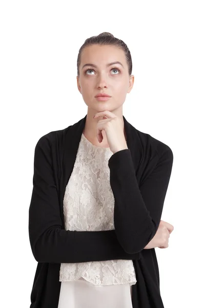 Young lady in black cardigan — Stockfoto
