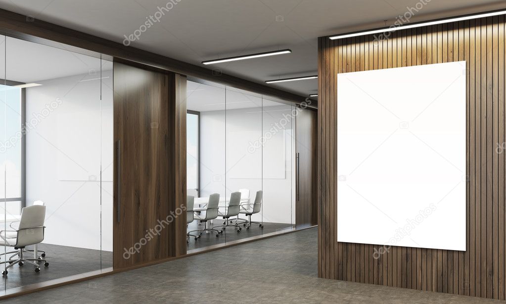 Download Office with wooden walls, conference rooms with glass ...