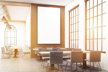 Posterli güneşli kahve dükkanı