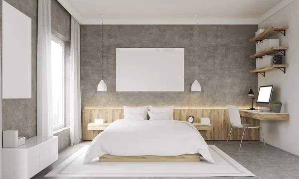 Concrete walls bedroom interior — Stock Photo, Image
