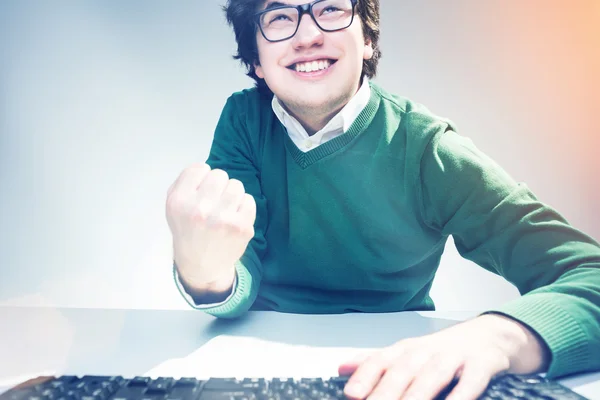 Man showing yes gesture and smiling — Stock Photo, Image