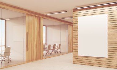 İki toplantı odası ve güneşli poster