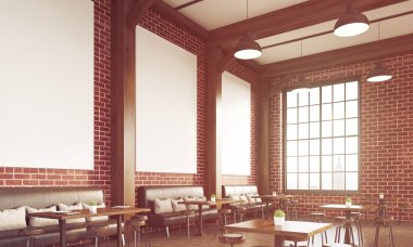 Tuğla duvarlı restoran