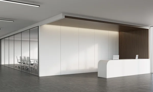 Reception desk and meeting room in corridor — Stock Photo, Image