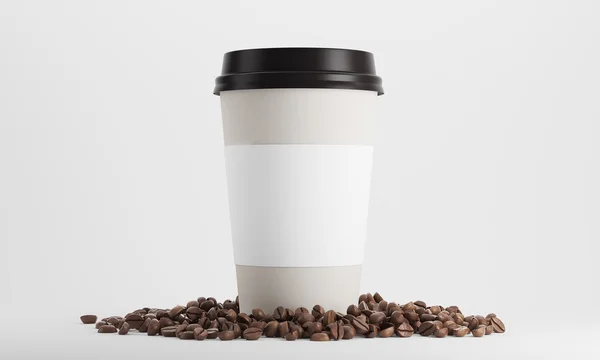 Papír csésze kávé bab és állandó tartóval — Stock Fotó