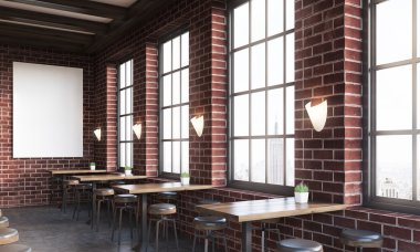 Karanlık tuğla bar yan görünüm