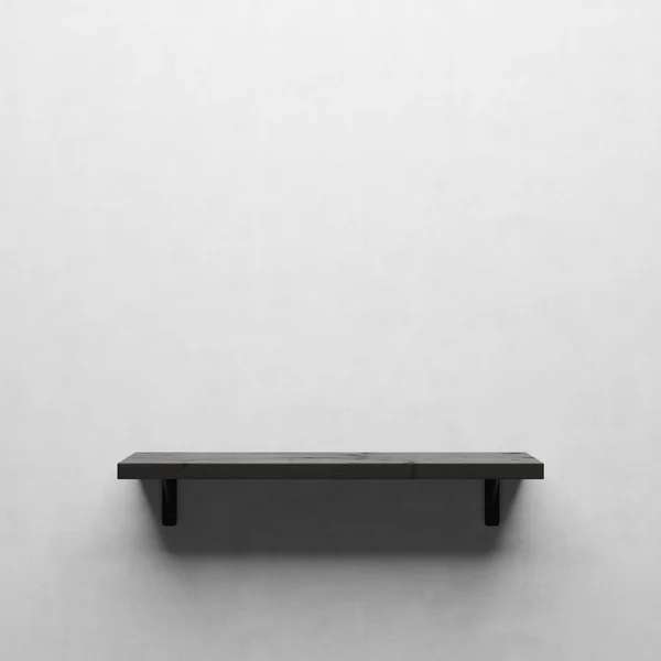 Estante de madera negro en pared blanca —  Fotos de Stock