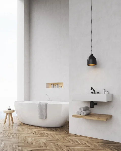光の灰色の壁の浴室 — ストック写真