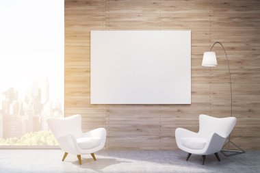 Tonda New York bekleme odasında beyaz koltuklar