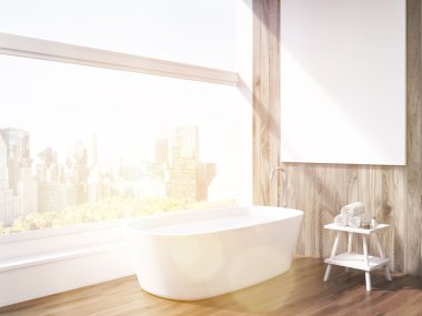 Güneşli banyo küveti ve panoramik pencere