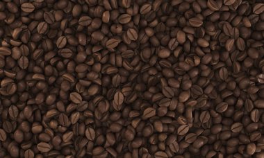 Kahve çekirdekleri bazı düz yüzeye yalan Üstten Görünüm