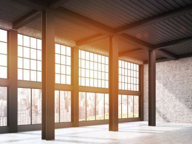 Şehir manzaralı çatı penceresinden, tonda