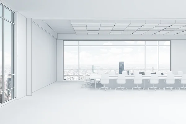 Kancelář s dvěma panoramatickými okny — Stock fotografie