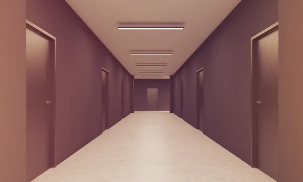 Long corridor in office, toned