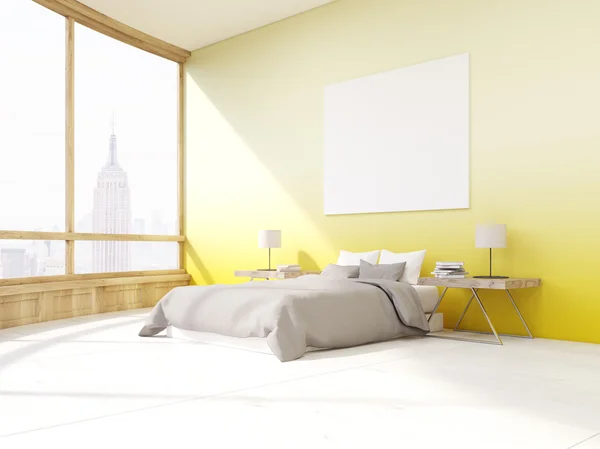 Sypialnia z żółte ściany w Nowym Jorku — Zdjęcie stockowe
