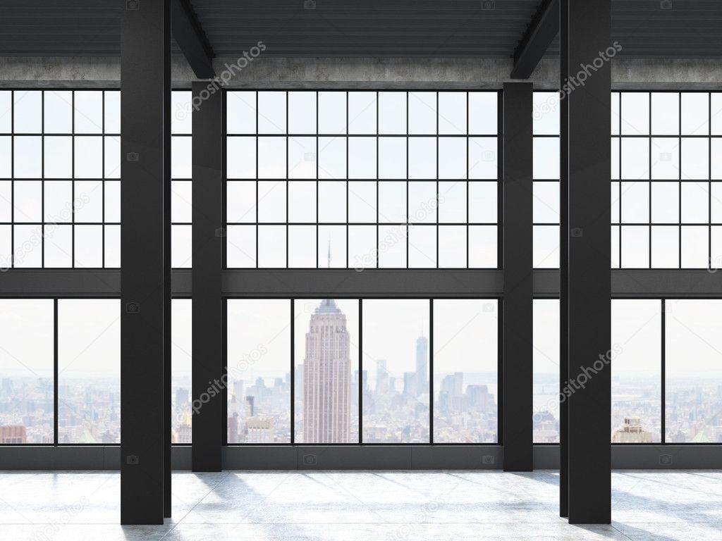 New York view through loft window