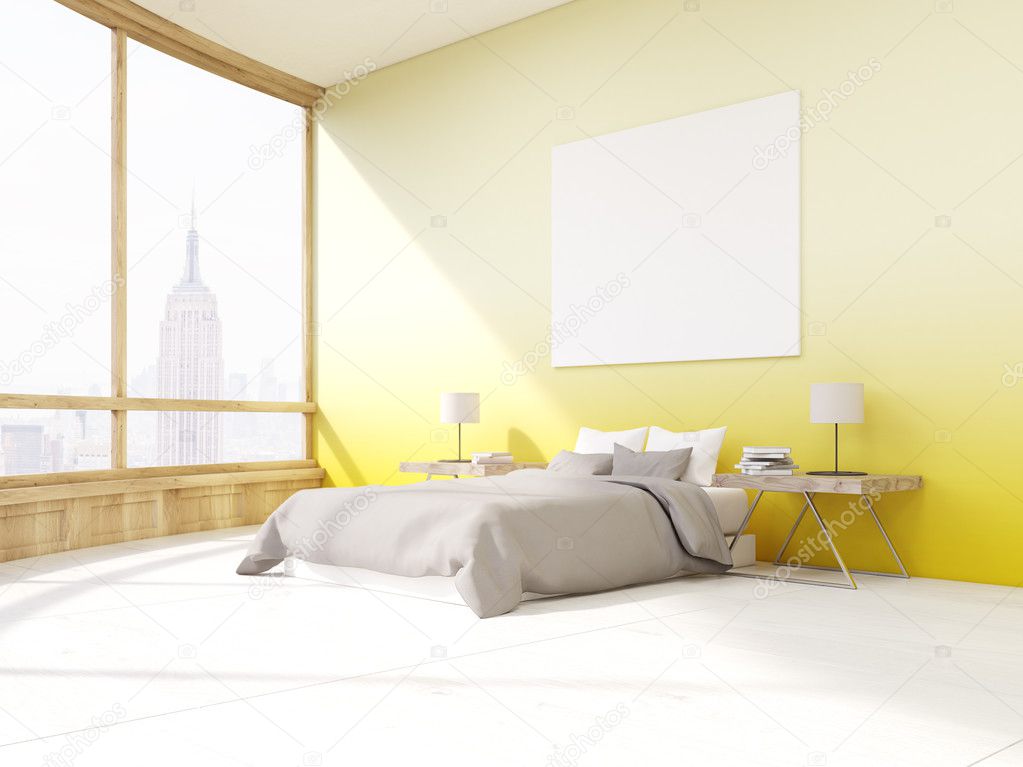 Slaapkamer met gele muren in New York — Stockfoto © denisismagilov ... Slaapkamer met gele muren in New York — Stockfoto © denisismagilov ...