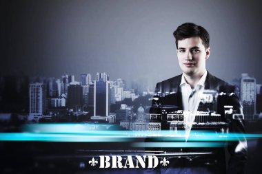 Mavi parlama ile işadamı gövde