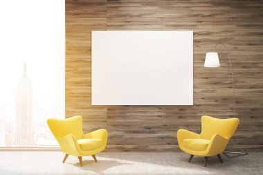 Tonda New York bekleme odasında sarı koltuk