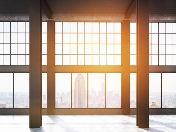 New York view through loft window, toned — Stock Photo, Image