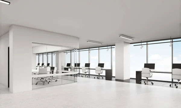 Ansicht des Büros mit abgerundeten Ecken Konferenzraum — Stockfoto