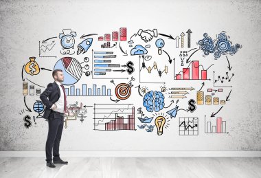 Başlangıç yakın işadamı yan görünüm kroki