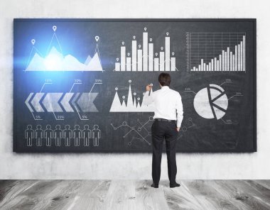 İşadamı kahverengi saçlı altı grafik çizim