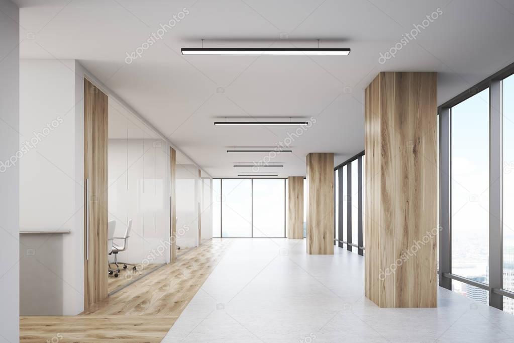Ufficio con colonne in legno e sale conferenze — Foto Stock ... Ufficio con colonne in legno e sale conferenze — Foto Stock ...