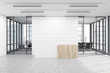 Office lobi kiremitli beyaz duvar ile