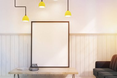 Kahve Tablo tonda oturma odasında poster yakın çekim