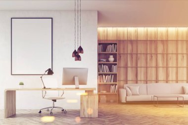 Kitaplık, tonda ile ofisinde CEO'su tablo