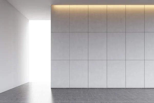 Front view of an empty bathroom interior with a tiled wall — Stock Photo, Image