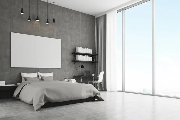 Camera da letto con parete e pavimento in cemento — Foto Stock