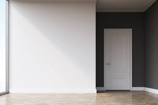 Порожня кімната з білими стінами і світлою дерев'яною підлогою — стокове фото