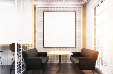 Cafe iç rendeleyin ve tonda siyah kanepe