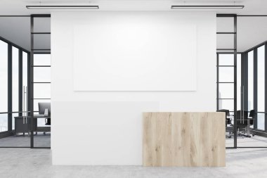 Office lobi boş poster ve onun s iki konferans salonları ile